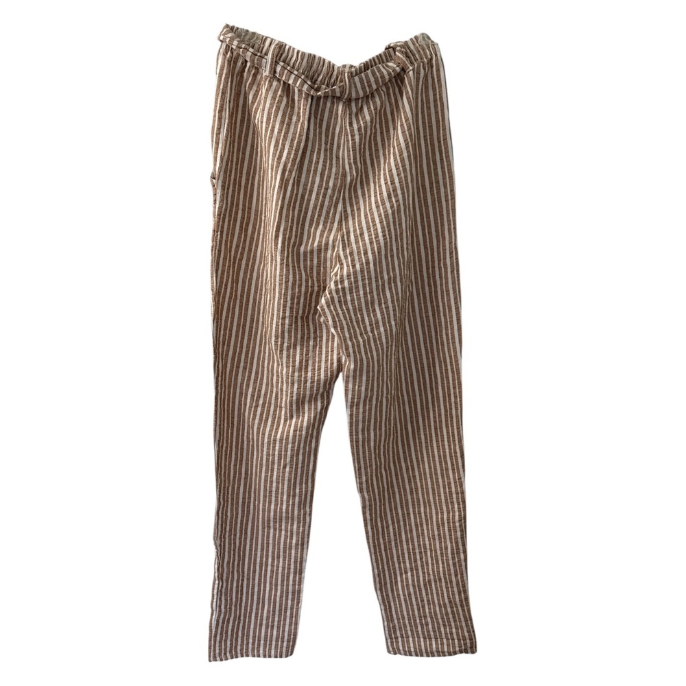 Rhythm Bahamas Pant Brown White Striped Linen Cotton Belted Size 2 NWT - Picture 3 of 6